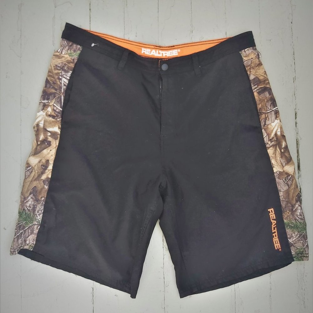 Lg Men's Black & Camo Lightweight Board Shorts